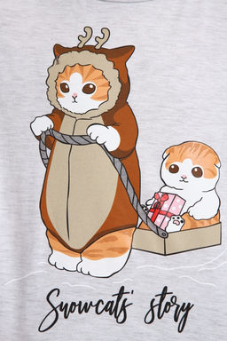 Пижама для девочки ПД-019-073 Кот Новый год