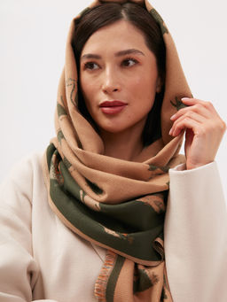 в составе шерсть Большой, мягкий, теплый двусторонний палантин с принтом - Tantino фото 4