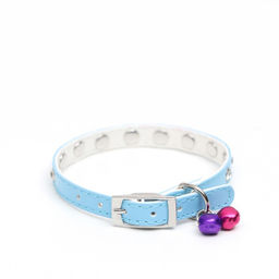Ошейник с круглыми стразами,28 х 1 см, ОШ 21-25 см, искусств. кожа, голубой - Пижон фото 2