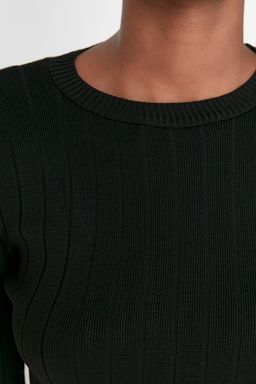 Siyah Basic Bisiklet Yaka Triko Kazak TWOAW23KZ01249