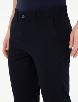 Lacivert Slim Fit Kanvas Pantolon