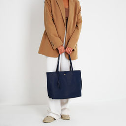 Сумка - шоппер женская на кнопке, с монетницей, 35×10×28 см, синий