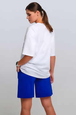 Арт. 51302 Костюм женский с шортами 42-50 (5 шт) Цвет:верх- белый, низ- вери-пери