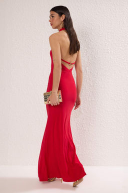 K?rm?z? Toka Detayl? Maxi S?k Abiye Gece Mezuiyet Elbisesi TPRSS25AE00074