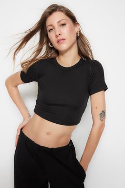 Trendyolmilla Premium Ekru-Ekru Kahverengi Cizgili 2li Paket Viskoz Crop Esnek Orme Bluz TWOSS23BZ00194  фото 18