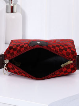 Цена за 2 шт. Косметичка простая на молнии, в клетку, средний размер, бордовая