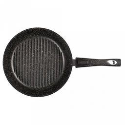 Сковорода-гриль с тефлоновым покрытием д26см "Гранит", h7см, s0,4см, съемная ручка из термостойкого пластика (Россия)