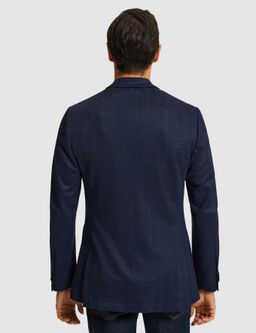 Lacivert Slim Fit Mikro Desen Mono Yaka Keten Kar___ml_ Ceket