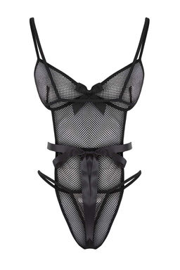 Siyah Fileli Kurdele/ Fiyonklu Kaps?z Kulotlu Fantezi Body THMAW26BD00006 - Trendyolmilla фото 2