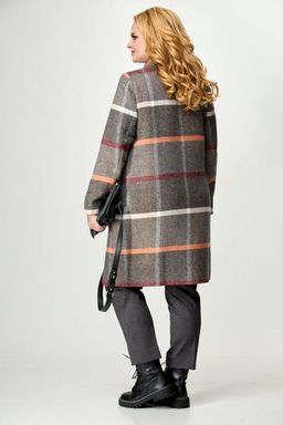Пальто БелЭльСтиль 841 клетка серая  фото 47