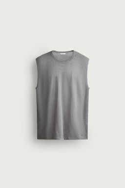 CAMISETA TANK PUNTO 100% LINO / Gris - Zara фото 7