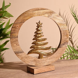Сувенир интерьерный в деревянном кольце Ель, 30?8?33 см