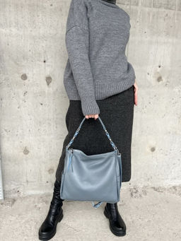 Женская кожаная сумка хобо 8919-9 Блу - Sergio valentini фото 6