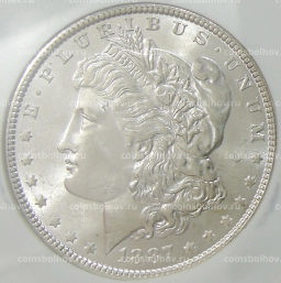 1 доллар 1887 года США Доллар Моргана (в слабе NGC MS 64)