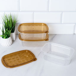 Контейнер прямоугольный 3 штуки 650 мл / P10 /уп 84/*17x11x6 см низкий