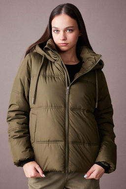 Su Itici Puffer Sisme Mont Oversize Genis Kal?p Kapusonlu Is? Yal?t?ml? Ruzgar Gecirmez - Defacto фото 3