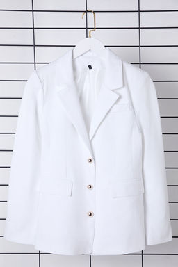 TRENDYOLMILLA Lacivert Fitted Gabardin Dugme Detayl? Dokuma Blazer Ceket TWOSS25BC00006 фото 6