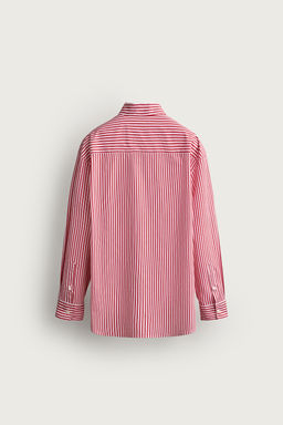 CAMISA BOXY FIT RAYAS / Blanco / Rojo - Zara фото 8