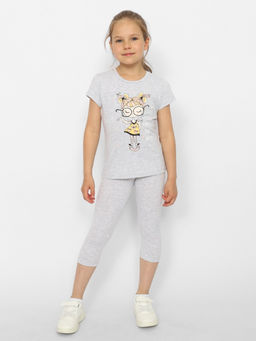 CRB wear/CWKG 63406-11 Футболка для девочки,светло-серый меланж/Ex.Cherubino  фото 2