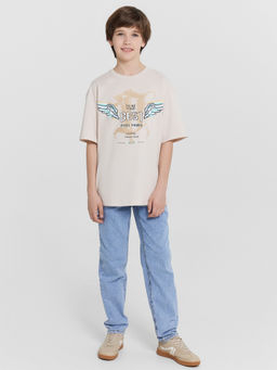 Футболка для мальчиков бежевая с принтом и надписью best pixel power - Mark formelle фото 3