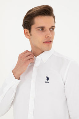 Мужская белая базовая рубашка с длинным рукавом - U.s. polo assn фото 2