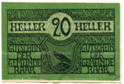 20 геллеров 1920 года Австрия Рааб (нотгельд)