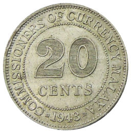 20 центов 1943 года Малайя