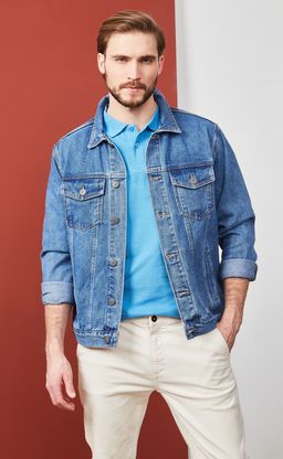 Куртка джинс P011-1336 middle blue