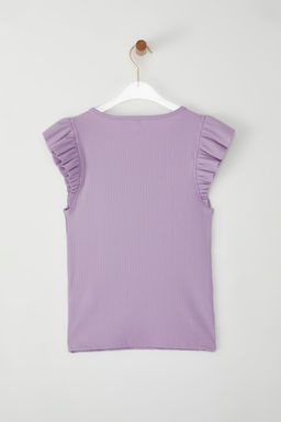 Lila Fitted/Vucuda Oturan F?rf?rl? Orme Bluz TWOSS25BZ00215