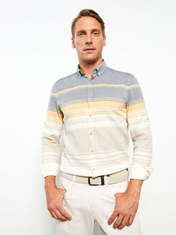 Slim Fit Uzun Kollu ?izgili Arm?rl? Erkek G?mlek