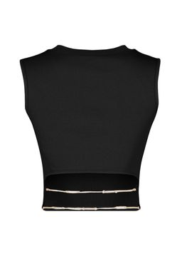 Siyah Zincir Detayl? Fitted/Vucuda Oturan Crop Bisiklet Yaka Fitilli Esnek Orme Bluz TWOSS23BZ00567 - Trendyolmilla фото 8