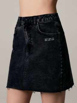 CONTE CON-562 Джинсовая mini-юбка c термопечатью washed black