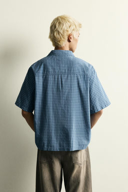 CAMISA RELAXED FIT CUADROS CREMALLERA / Azul