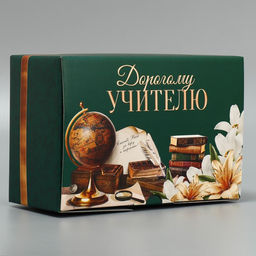 Цена за 2 шт. Коробка подарочная сборная, упаковка, Дорогому учителю, 22 х 15 х 10 см