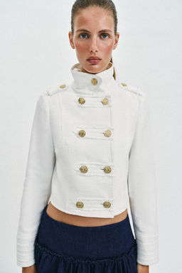 CHAQUETA CRUZADA BOT?N DORADO / Crudo - Zara фото 6