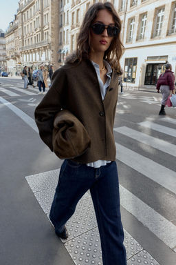 WOOL COAT WITH FAUX FUR COLLAR - Zara фото 4