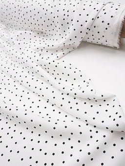 Штапель Россыпь черного гороха (3.5мм) цв.белый, ш.1.45м, вискоза-100%, 90гр/м.кв