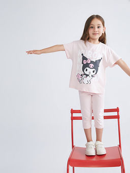 Kuromi Bask?l? K?z ?ocuk Ti??rt ve Tayt 2li