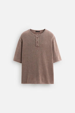 WASHED KNIT BUTTON-UP T-SHIRT - Zara фото 7