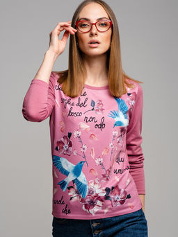 Лонгслив с авторским принтом хлопок с лайкрой