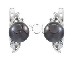 Серьги из серебра жемчуг, см041ч
