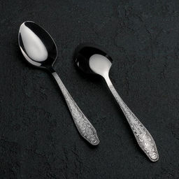 Цена за 6 шт. Ложка чайная «Дубрава», толщина 2 мм, цвет серебряный