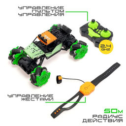 Машина радиоуправляемая Джип-акробат, 4WD, управление жестами, работает от аккумулятора, цвет зелёный - Simaland фото 4