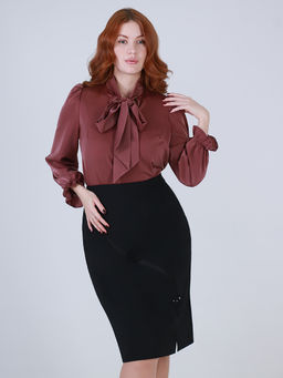 Юбка черная с разрезом спереди - Almond фото 2