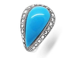 Кольцо из серебра бирюза пресс., марказит, SL-AGA20