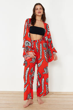 TRENDYOLMILLA Cicek Desenli Dokuma Plaj Pantolon TBESS24PL00021 фото 6