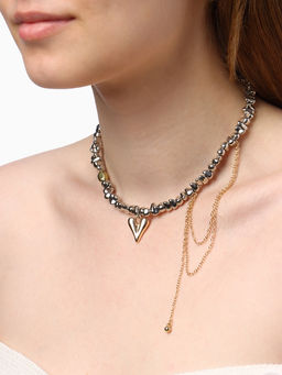 Колье «Сердце» водопад, цветной