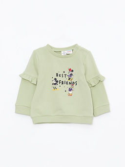 Bisiklet Yaka Uzun Kollu Bask?l? K?z Bebek Sweatshirt - Waikiki фото 2