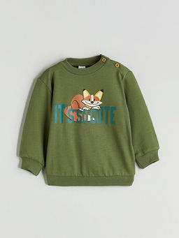 Bask?l? Erkek Bebek Sweatshirt ve E?ofman Alt 2li