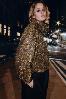 METALLIC THREAD BOMBER JACKET - Zara фото 3